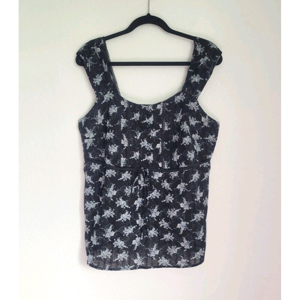 Venezia Babydoll Milkmaid Floral Lace Trim Tank Top Size 16 Dark Cottagecore Y2k